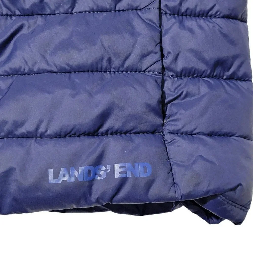 Lands End Packable Puffer Vest Boys Medium‎ (8) Blue Insulated Down Alternative